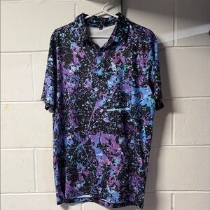 Vibrant Black and Purple Men's Polo Shirt